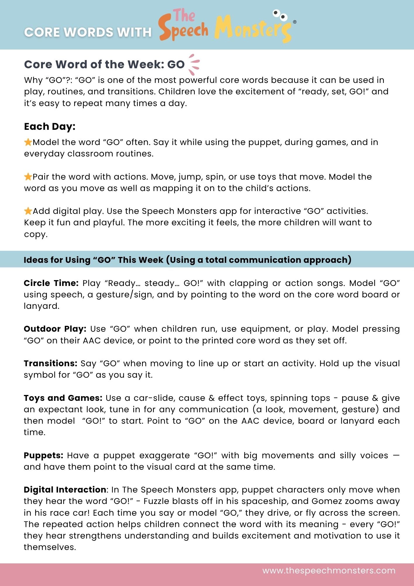 Core Words with The Speech Monsters - Digital Access